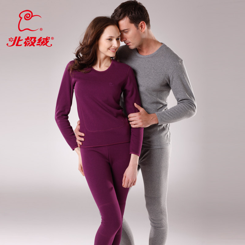 free shipping Lovers wool bamboo golden flower thermal underwear set male double layer thickening autumn and winter new arrival