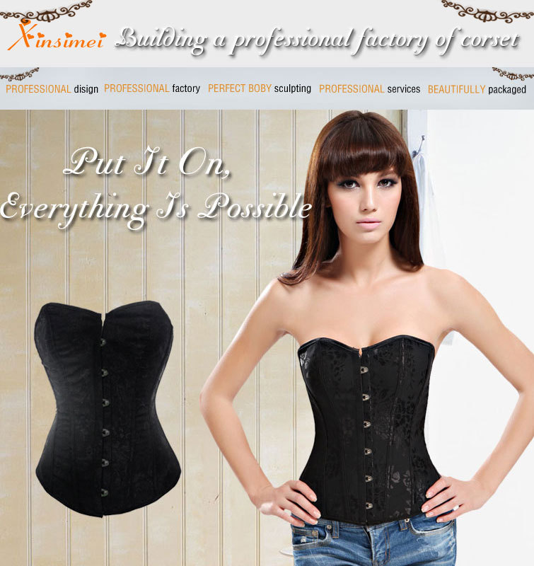 Free Shipping Low Price  Sexy  Embroidery  Corset With G-string ,Sexy Lingerie