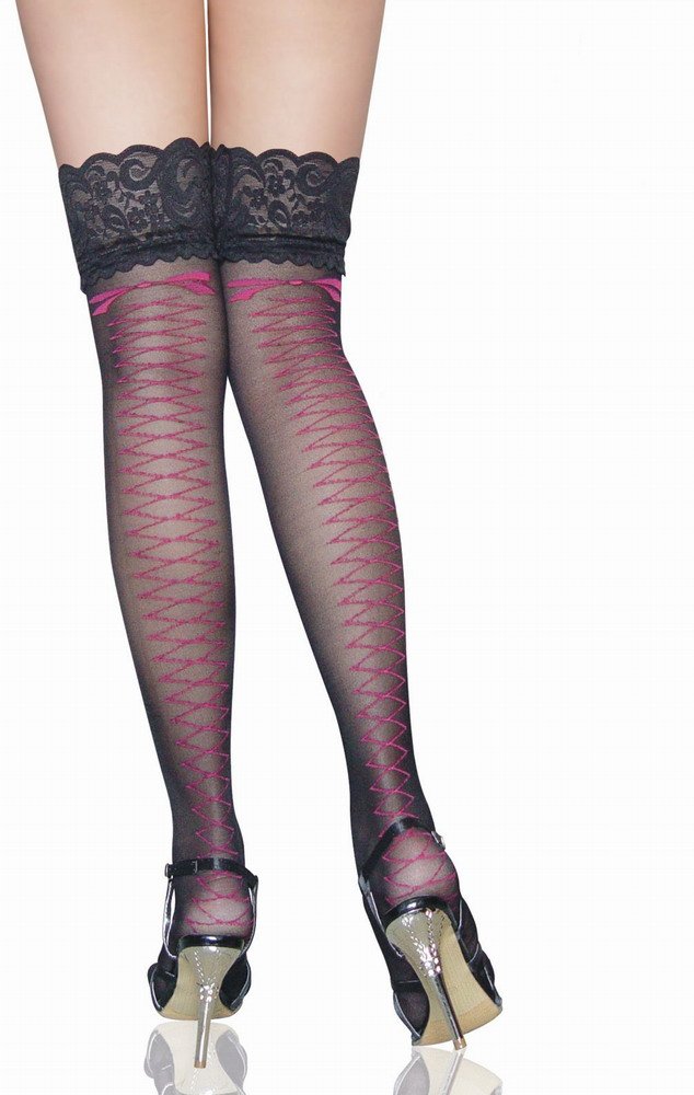 Free shipping + Lowest price New Sexy Back Ribbon Wide Lace Stocking