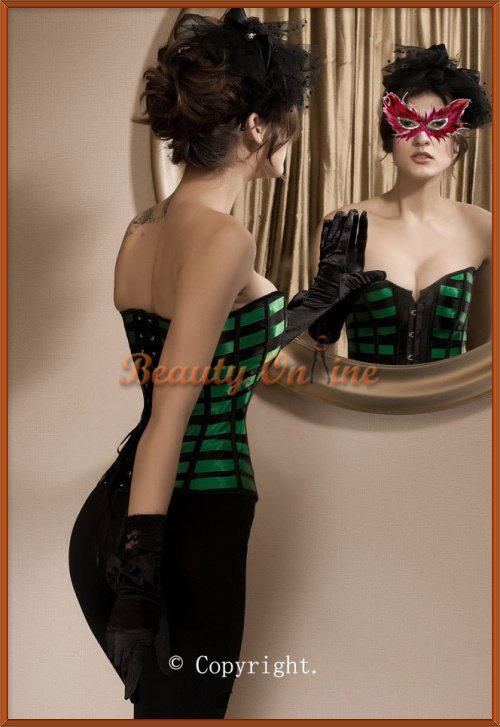 Free shipping + Lowest price !! NEW SEXY Beauty Lattice Ribbon Corset (Green)