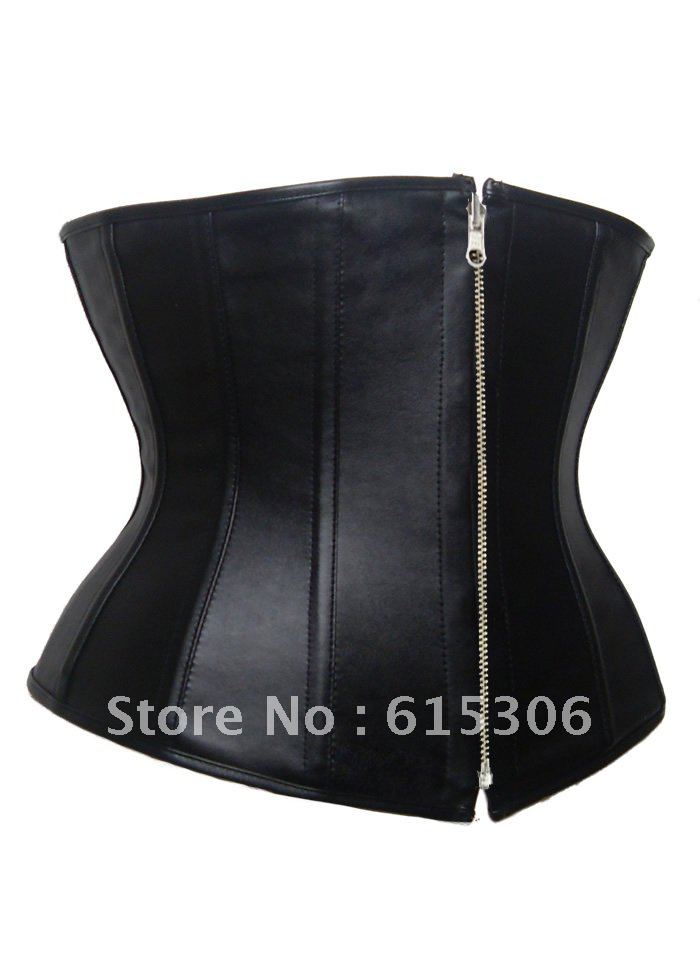 Free shipping + Lowest price!!NEW Sexy Black  Leather Corset