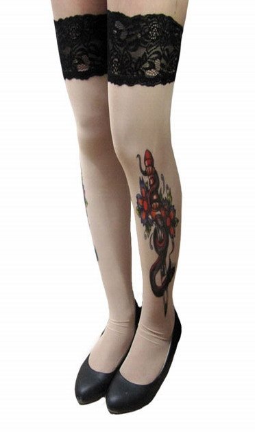 Free shipping + Lowest price New Sexy Evil Sword Inspired Tattoo Stockings