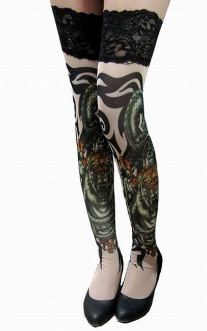 Free shipping + Lowest price New Sexy Tiger and Dragon Tattoo Stockings