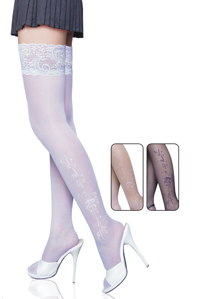 Free shipping + Lowest price New White Jacquard Stockings