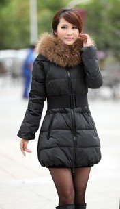 Free shipping,Luxury large fur collar slim medium-long down coat Women down coat