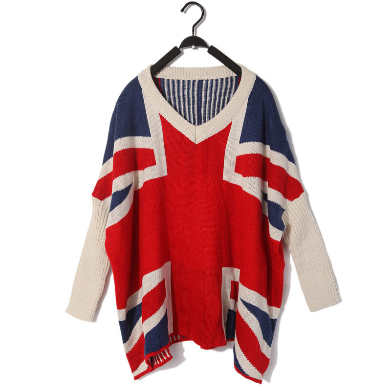 Free shipping M word flag loose batwing sleeve V-neck pullover sweater 2012 autumn women's