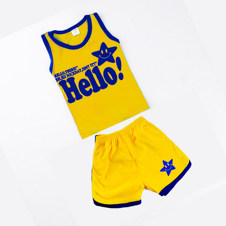 free shipping- Male children's child clothing summer fashion 2013 100% cotton cartoon sports set baby vest shorts