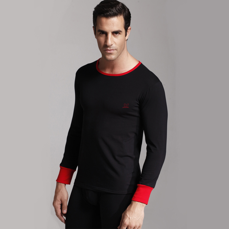 Free shipping  male commercial 100% cotton thermal underwear quality and comfortable o-neck long johns long johns basic set thin