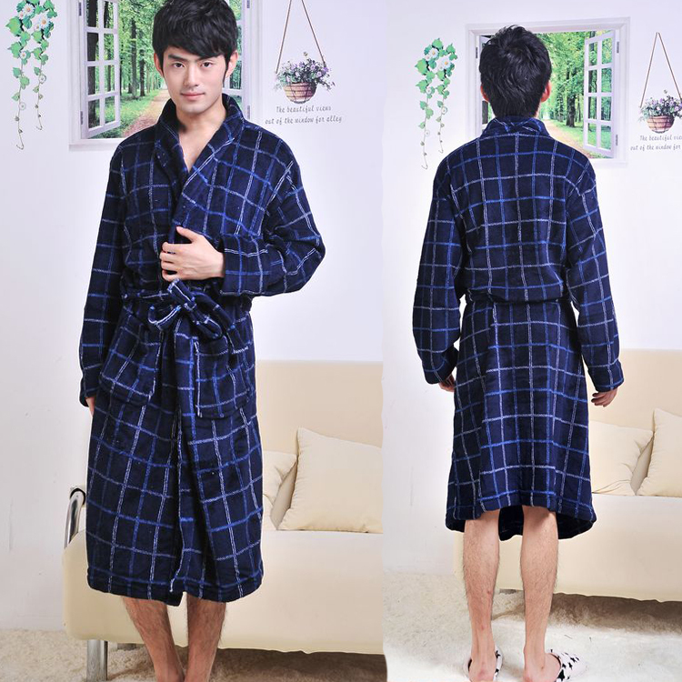 free shipping Male elegant noble coral fleece robe bathrobes thickening lounge