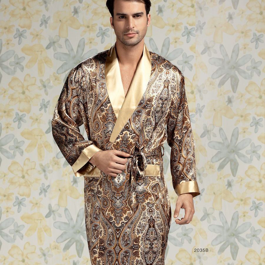 free shipping Male mulberry silk sleepwear silk robe 2035b lounge