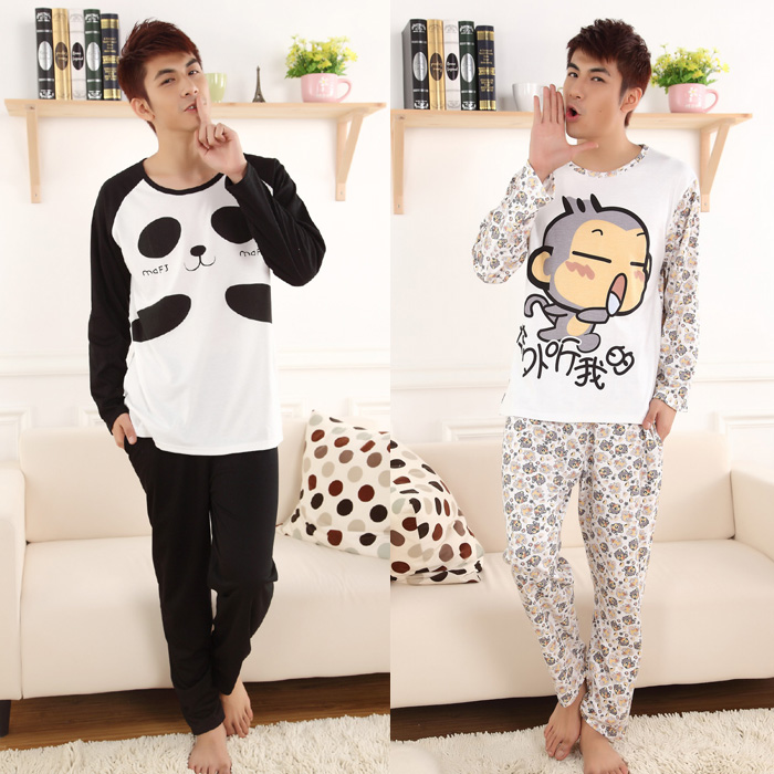 Free shipping Male sleepwear spring and autumn sleepwear cartoon sleepwear male cotton long-sleeve sleepwear lounge set