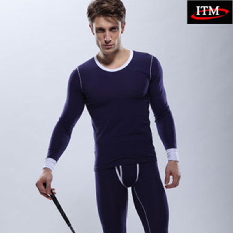 Free shipping male underwear 100% cotton o-neck fashion close-fitting set long johns wholesale and retail