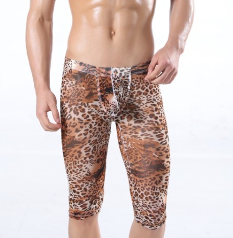 Free shipping! Male underwear low-waist silky male capris lounge pants pajama pants