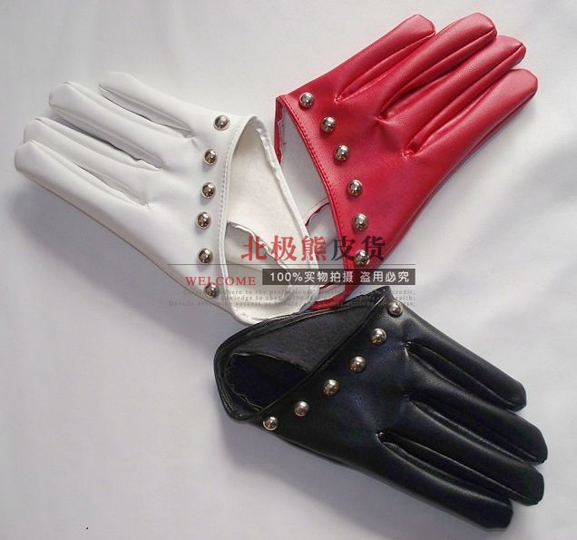 free shipping Male Women fashion gloves rivet leather gloves half