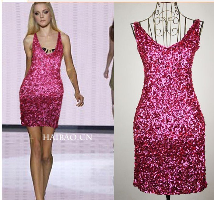 free shipping manufacturers supply new fashion Women's Sequins slim vest dress (MOQ: 1pc) #602-8816