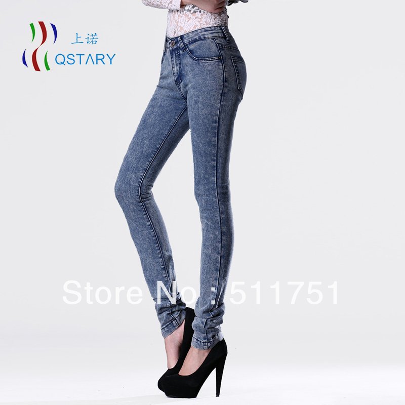 Free shipping many size for choose,Women's jeans blue pants high waist plus size ,skinny pencil pants female trousers