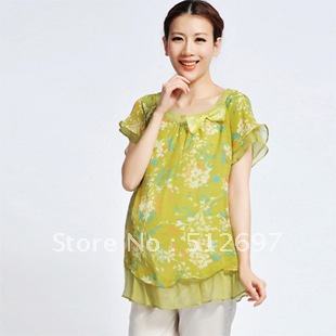 Free shipping maternity chiffon top short-sleeve maternity top 22828