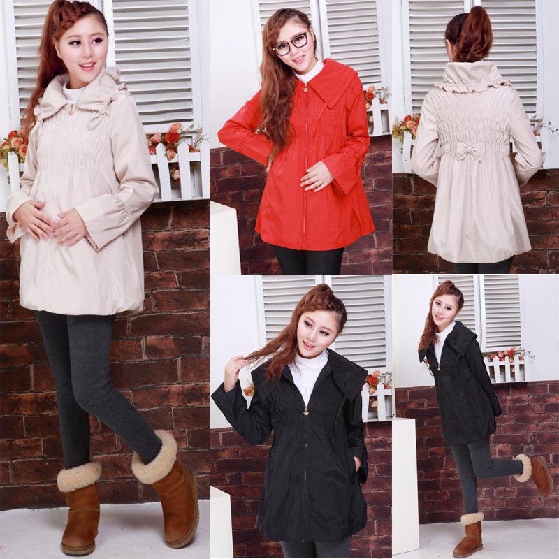 Free shipping Maternity clothing autumn and winter top fashion large lapel trench maternity zipper outerwear