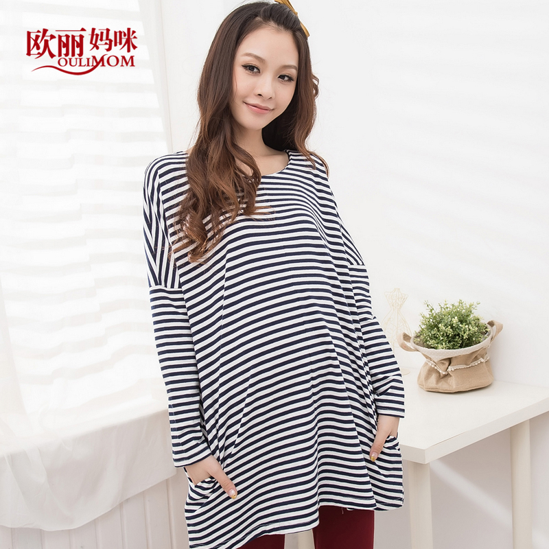 free shipping Maternity clothing autumn fashion patchwork batwing sleeve top loose long-sleeve maternity t-shirt