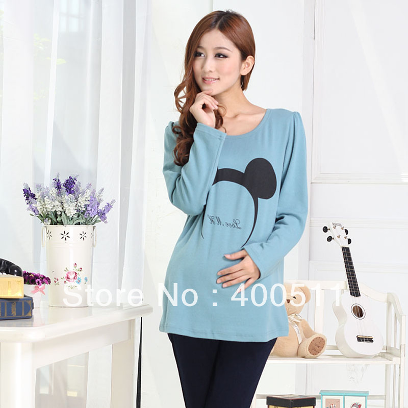 free shipping Maternity clothing autumn MICKEY long-sleeve loose maternity tshirt 72119