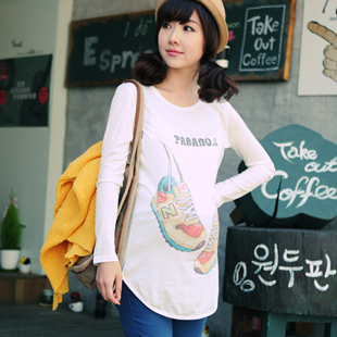 Free Shipping Maternity clothing autumn top loose maternity t-shirt 100% cotton maternity long-sleeve T-shirt