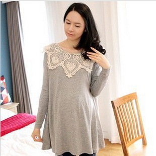 Free Shipping Maternity clothing autumn upperwear loose plus size crotch maternity top long-sleeve maternity t-shirt female