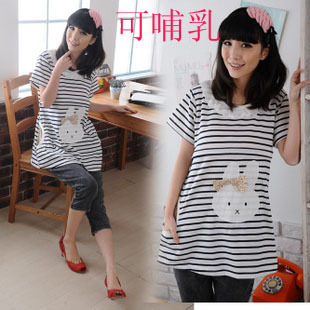 Free Shipping Maternity t-shirt loose short-sleeve nursing clothing maternity summer maternity top 12026 3b