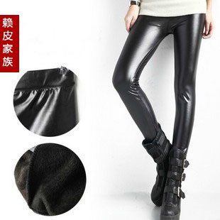 free shipping Matt faux leather legging pants female spring and autumn thin trousers ankle length trousers slim