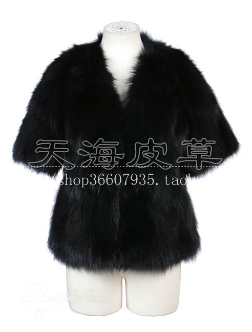 Free Shipping! Medium-long black fox fur outerwear fur coat star elegant noble casual all-match