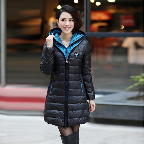 Free shipping Medium-long slim thickening down coat female double cap Women down coat outerwear