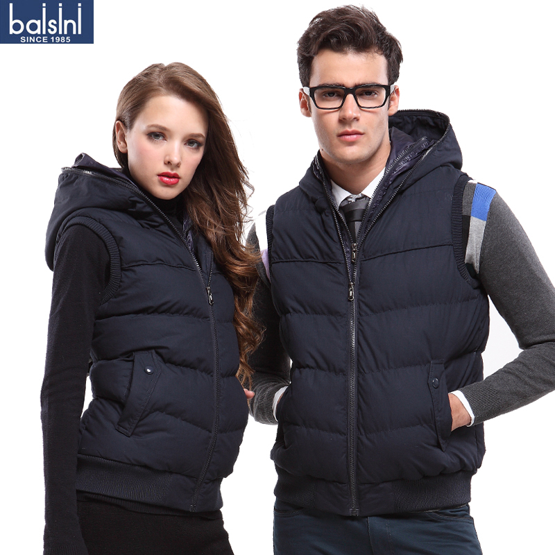 Free shipping Men and Women's autumn and winter lovers cotton vest fashion with a hood water wash outerwear