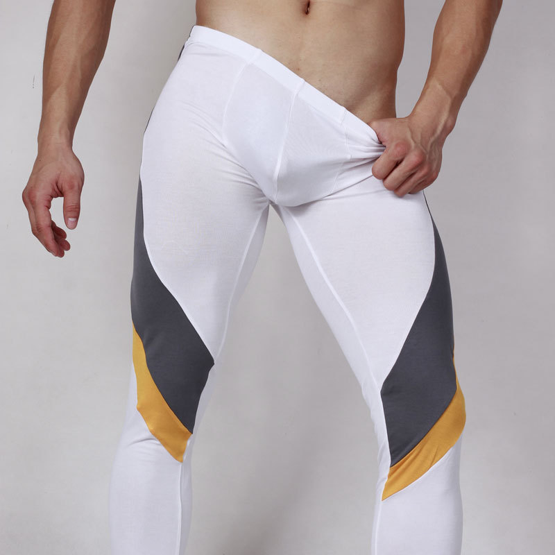 Free shipping men's low-waist modal legging sexy underpants tight long johns thin warm pants