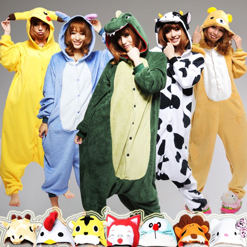 free shipping men women rompers Coral or fleece sleepwear stitch cartoon animal one piece lounge autumn and winter