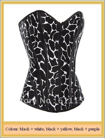 Free shipping! Metal Boning leopard Corset White Sexy Lingerie !wholesale