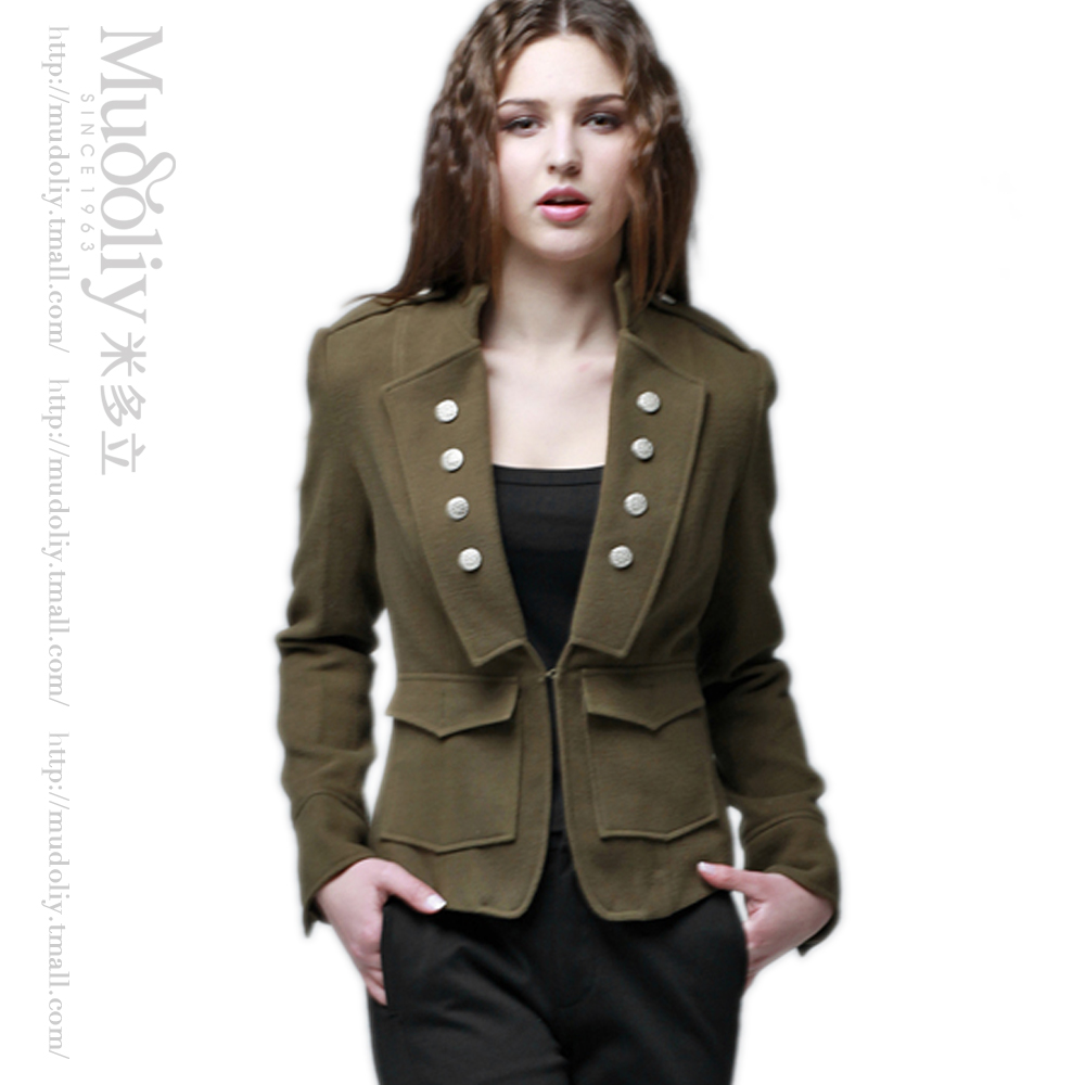 FREE SHIPPING MILITARY Meter 2012 autumn women's Army Green military outerwear cool motorcycle long-sleeve short jacket female