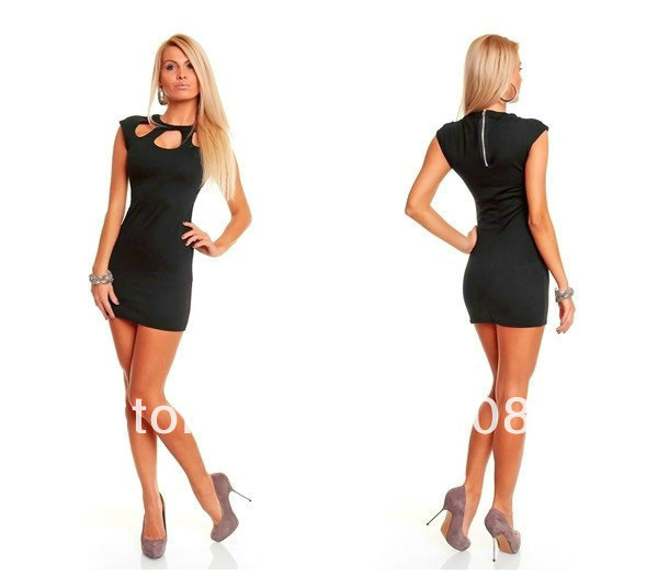 Free Shipping ML17643 Black Seductive Zipper Fashion Adult Clubwear Sexy Fancy party piece dress