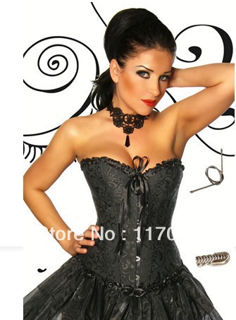 Free shipping ML4038 Sexy Lace up Steel Bustier Corset Lingerie Underwear Corset with g-string (S/M/L/XL)