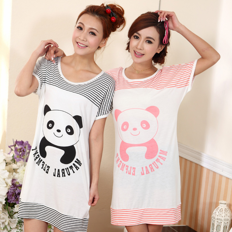 free shipping Modal women's sleepwear dress summer short-sleeve nightgown Women pure cotton lounge