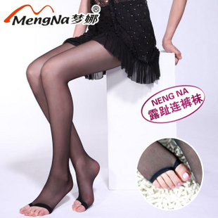 Free shipping Mona open toe stockings ultra-thin black stockings pantyhose female open toe pantyhose ultra-thin stockings