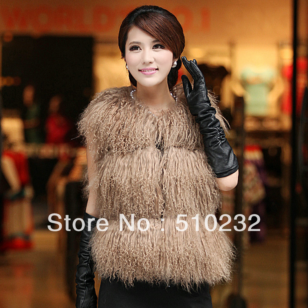 Free shipping mongolian fur vest short design waistcoat womens fur vest more colours available