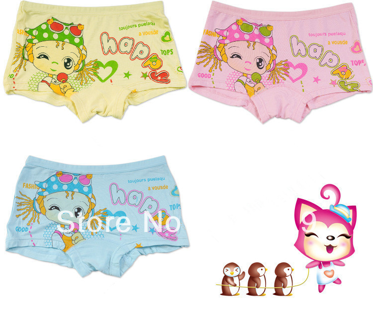 Free Shipping, MOQ 4 pcs, Cartton Modal and Spandex Girls'  Underwear Kids Panties