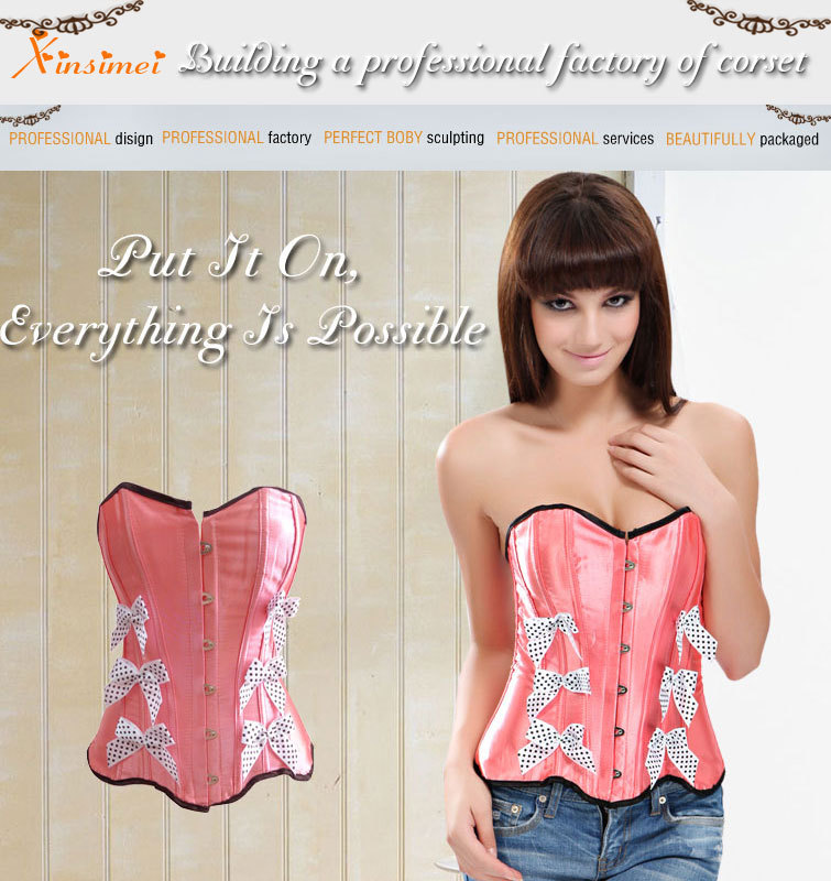 Free Shipping!  Most Popular Pink Sexy Women Lace Up Corset