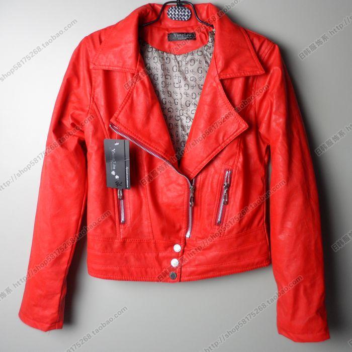 Free Shipping+ Motorcycle rivet oblique zipper leather clothing female short design thickening slim leather clothing jacket