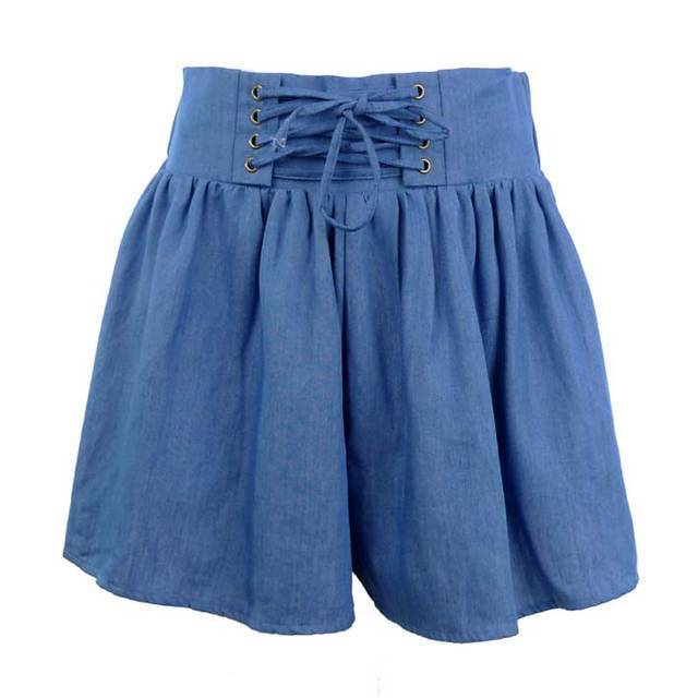 Free Shipping Mouth valley thin denim strap culottes shorts 104009