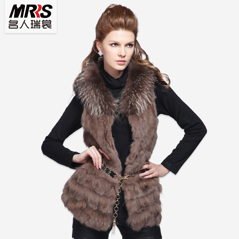 Free Shipping Mrrs winter women's rex rabbit hair fur vest 2512