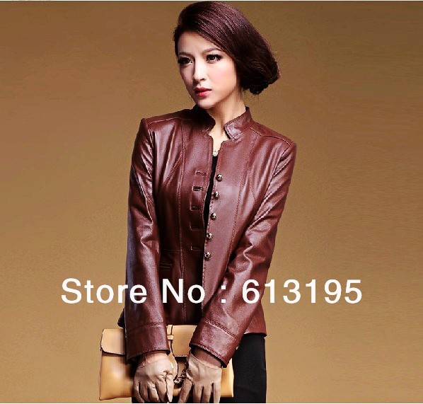 Free shipping, Ms stand-up collar / sheep skin leather leather female short paragraph Slim jacket / ydx158