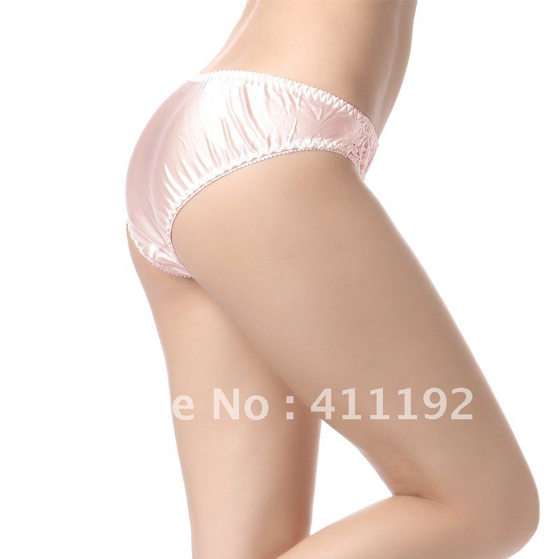 Free shipping Mulberry silk panties female mid waist underwear briefs seamless sexy underpanties