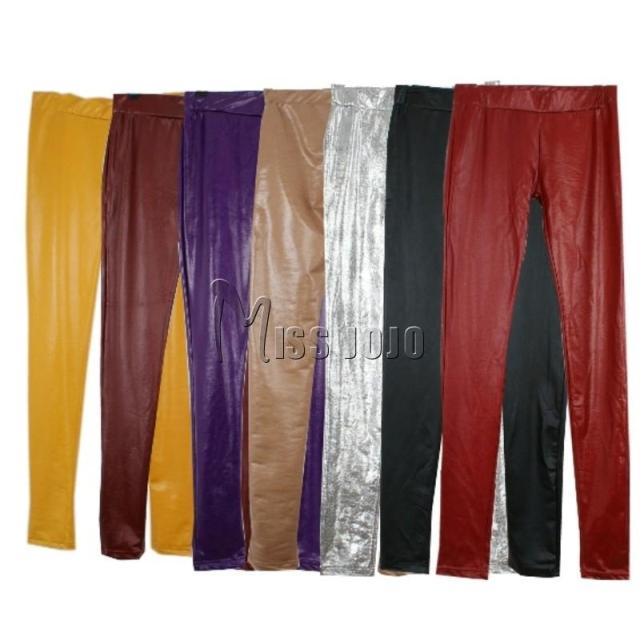 Free shipping Mushroom women's candy color slim leather legging pants 2013 spring new arrival