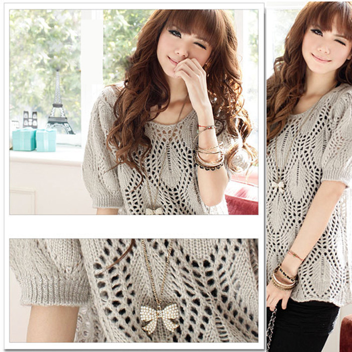 Free Shipping MY W3398 all-match fashion cutout crochet sweater