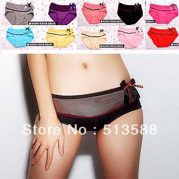 Free shipping N2037 bamboo charcoal fiber breathable women underwear sexy gauze underwear wholesale holiday gift